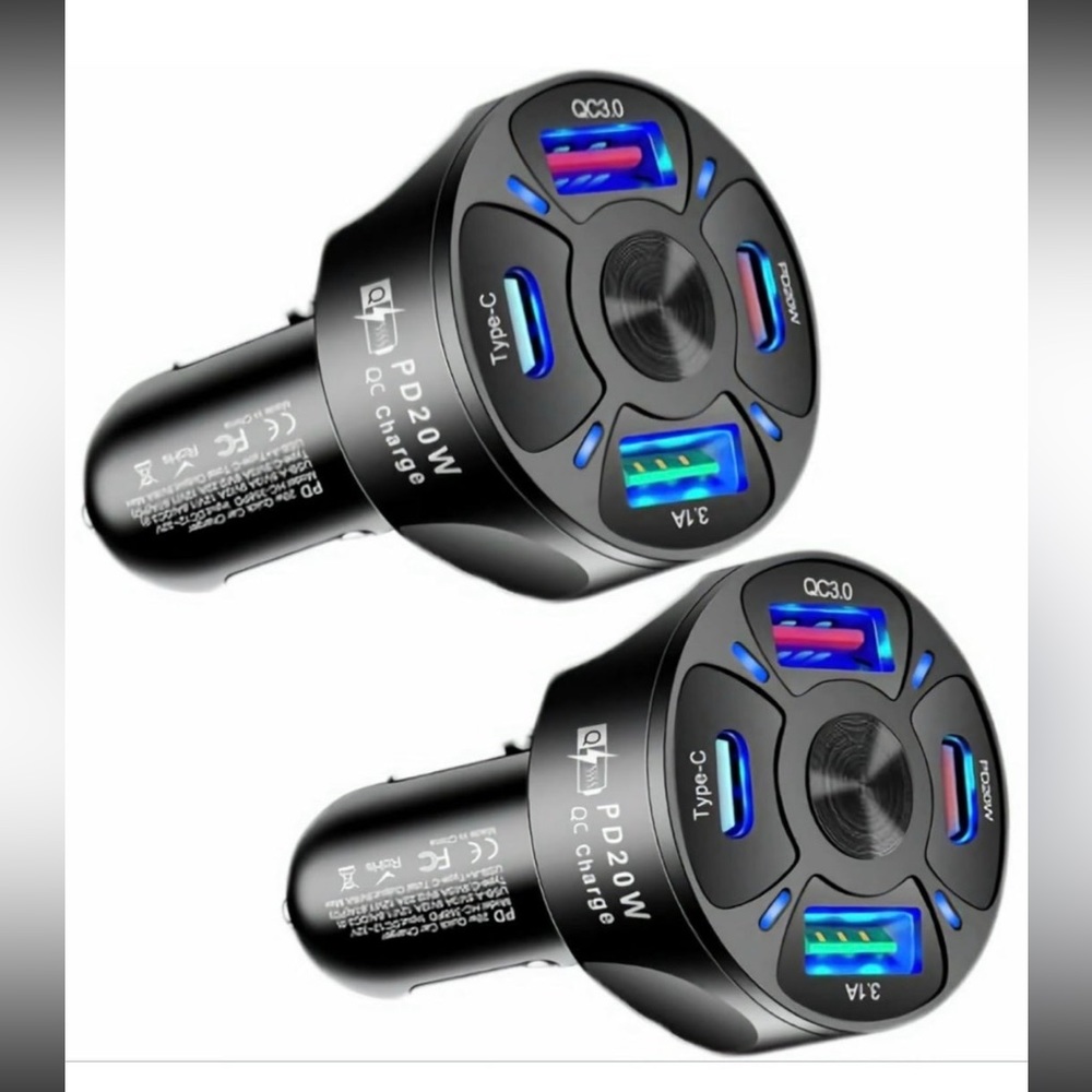 Car Charger [ 2 Pack ] 4 Port Multi Super Fast